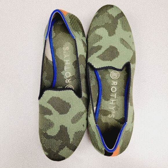 ROTHY'S Olive Camo Rounded Toe Slip-On Loafers Flats Shoes - Picture 2 of 4